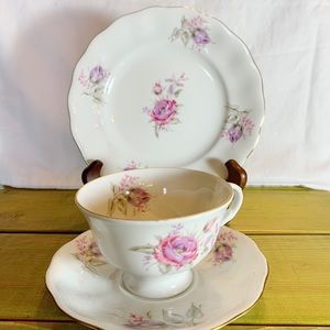 Floral tea and dessert plate set